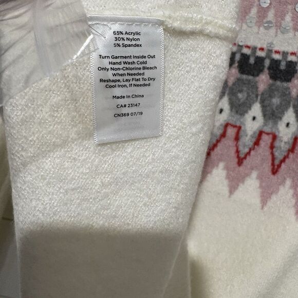 Talbots | Sweater Long Sleeve Fair Isle Cream Pink NWT- Size Large - Picture 7 of 8